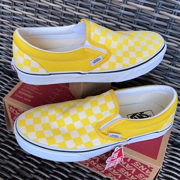 Vans Classic Slip-On Checkerboard Cyber Yellow/True White WMNS - Picture 11 of 16